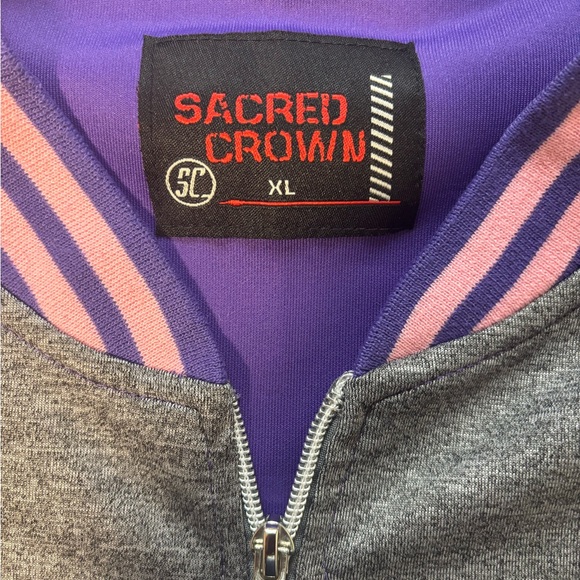 Sacred Crown Drip Jacket - purple and grey streetwear full zip jacket-size XL - Picture 3 of 3